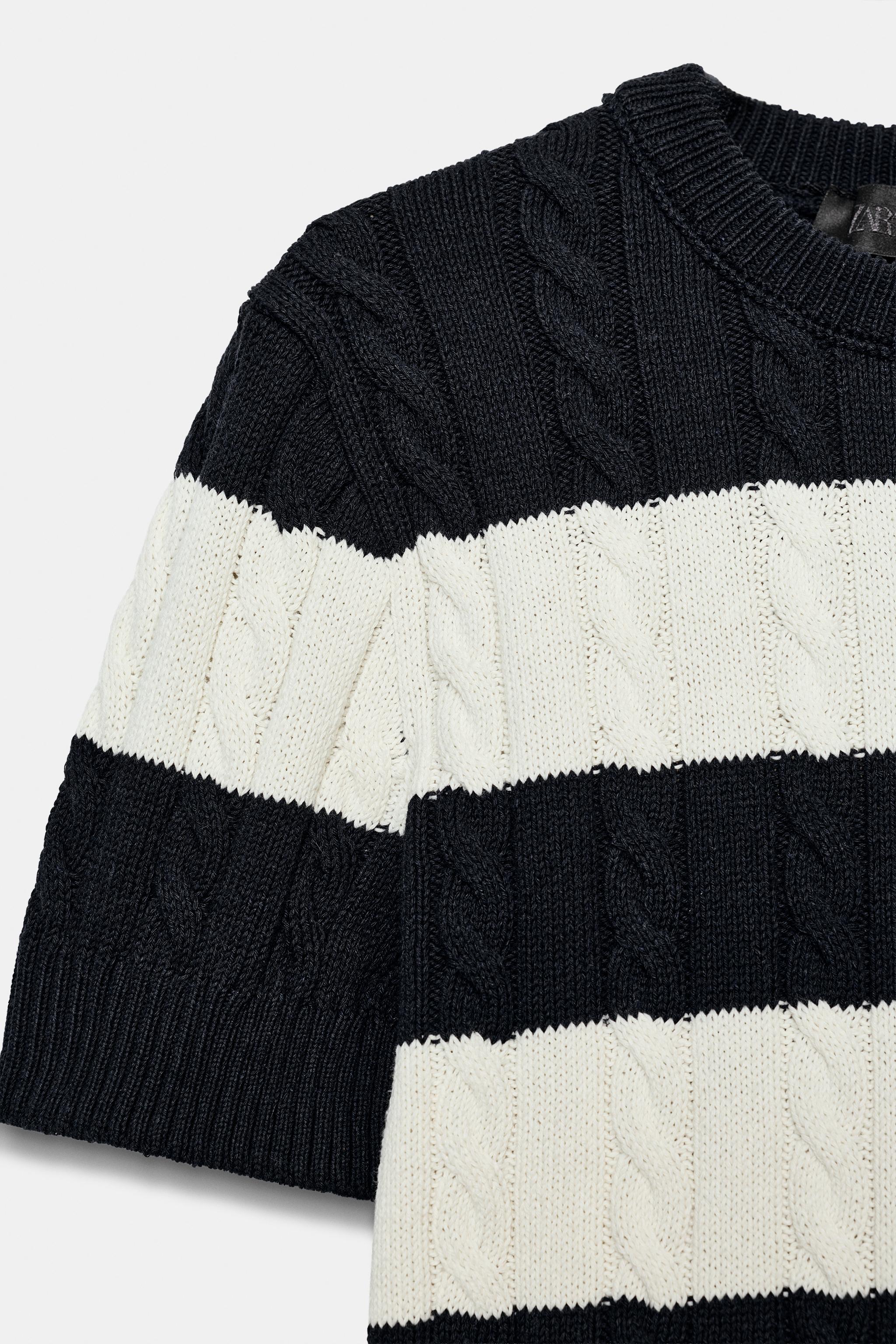 CABLE KNIT STRIPED JUMPER